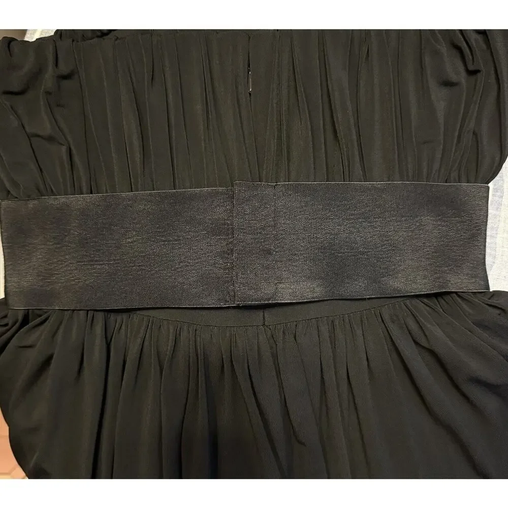 All Saints Dress 4 LBD Little Black Statement Dress Balloon Skirt Drape Front - Picture 5 of 7